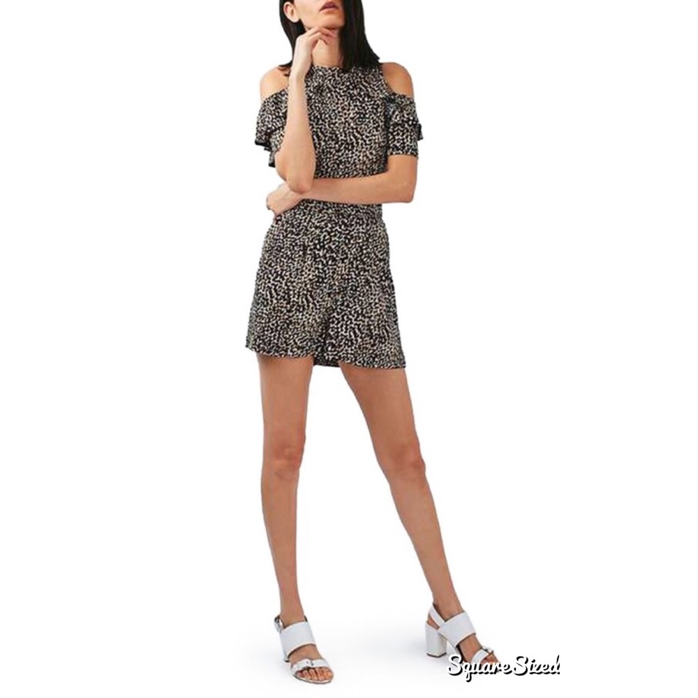 Topshop Cold Shoulder Cheetah Print Romper Size 4